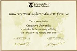 Çukurova Üniversitesi, Türkiyenin En İyi 9uncu Üniversitesi 